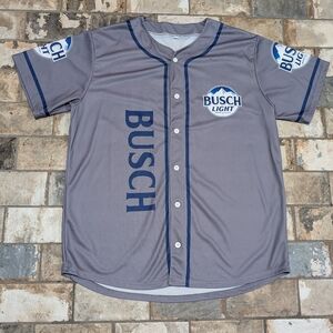 Busch Light Beer Button Up Jersey - Men's 2XL - Baseball